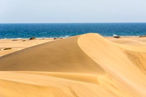 Blick auf den Dünenstrand von Maspalomas auf Gran Canaria